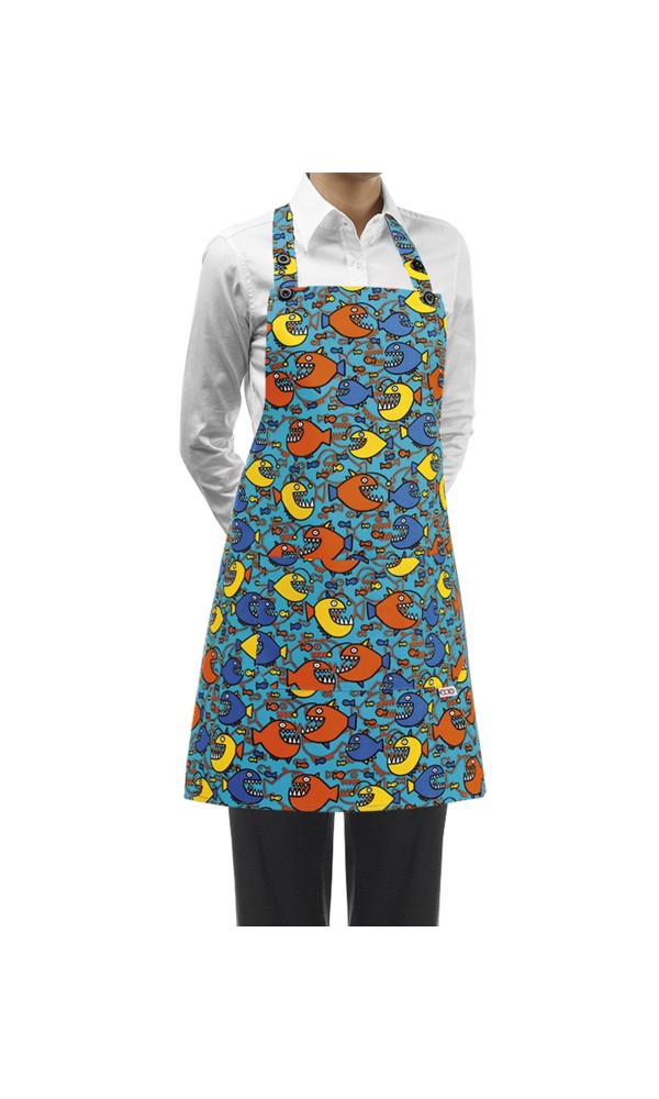 Egochef Ποδιά Γυναικεία Ολόσωμη βαμβακερή Cotton-Shark