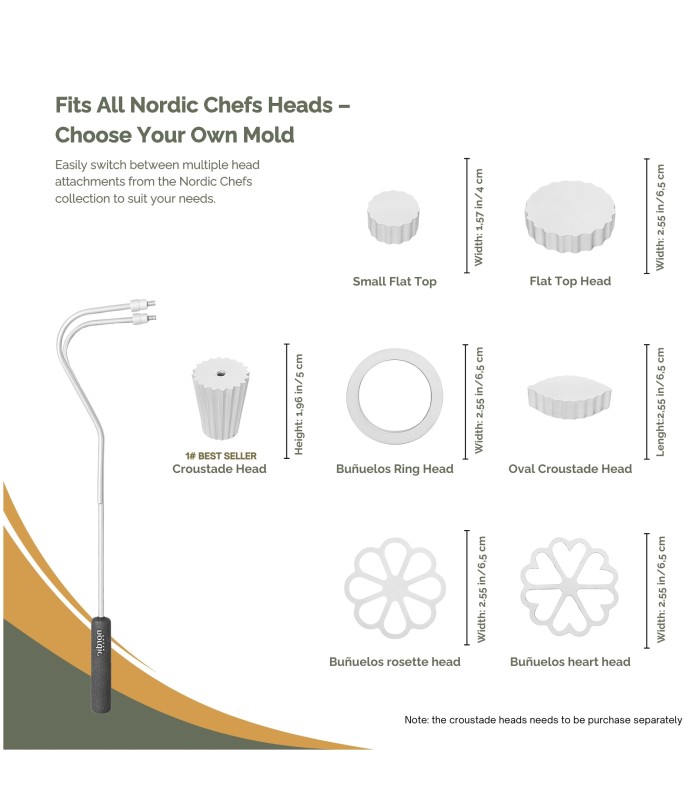 Σετ 2 Nordic Chefs Buñuelos Flat top head & double handle iron